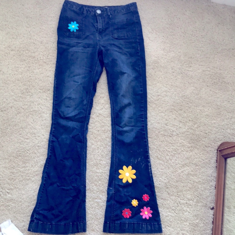 Patched Bell Bottom Jeans size 5